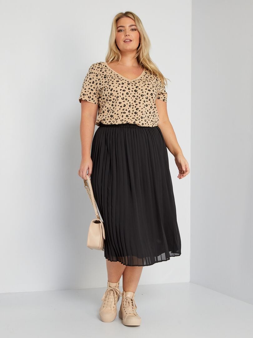 Falda midi plisada - Negra