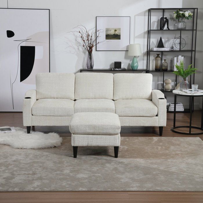 4-seater sofa with beige storage ottoman from Maisonsentiel