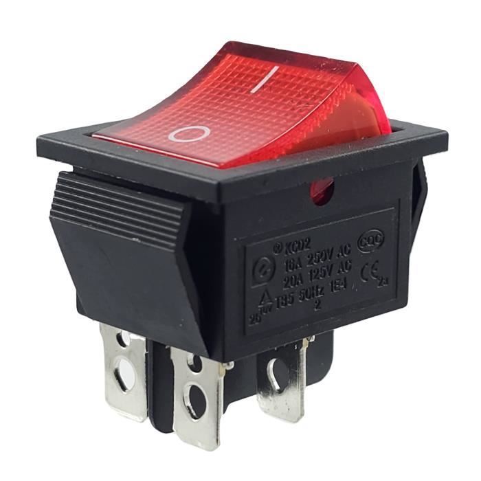 Interruptor basculante - Sin especificar - Modelo sin especificar - Bipolar ON-OFF - Iluminado - 16A 250V rojo