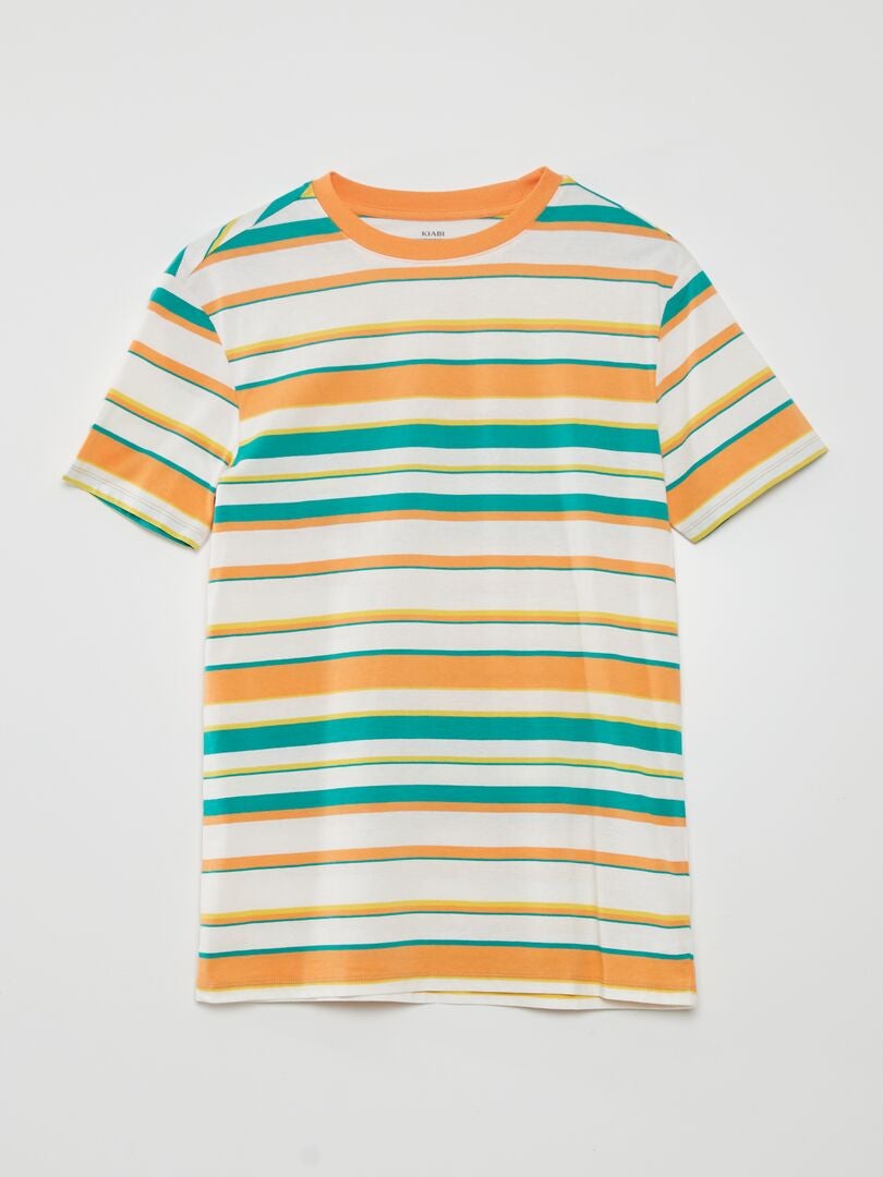 Camiseta listrada larga - LARANJA