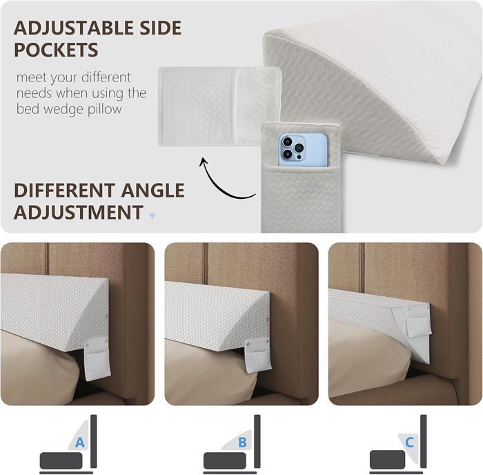 VERCART Long wedge cushion, filling gap (0 to 15.2 cm) between the mattress and the headboard or wall (White, 100cm)