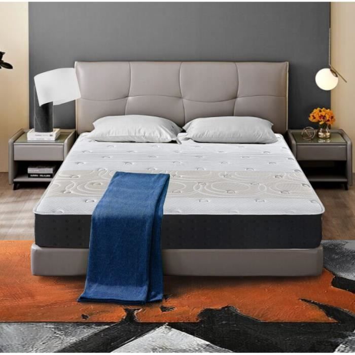 Materasso di lusso in memory foam e molle insacchettate 140x190 cm - Spessore 20 cm - 7 zone di comfort con memory foam adattivo