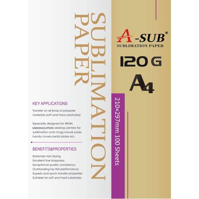 Papel de sublimación A4 - ARNUSA - 210x297 mm - 100 hojas - 120 g/m² - Blanco