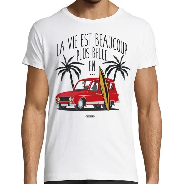 Men's T-Shirt - Life is much better in a 4L - 100% cotton - White, Size S
