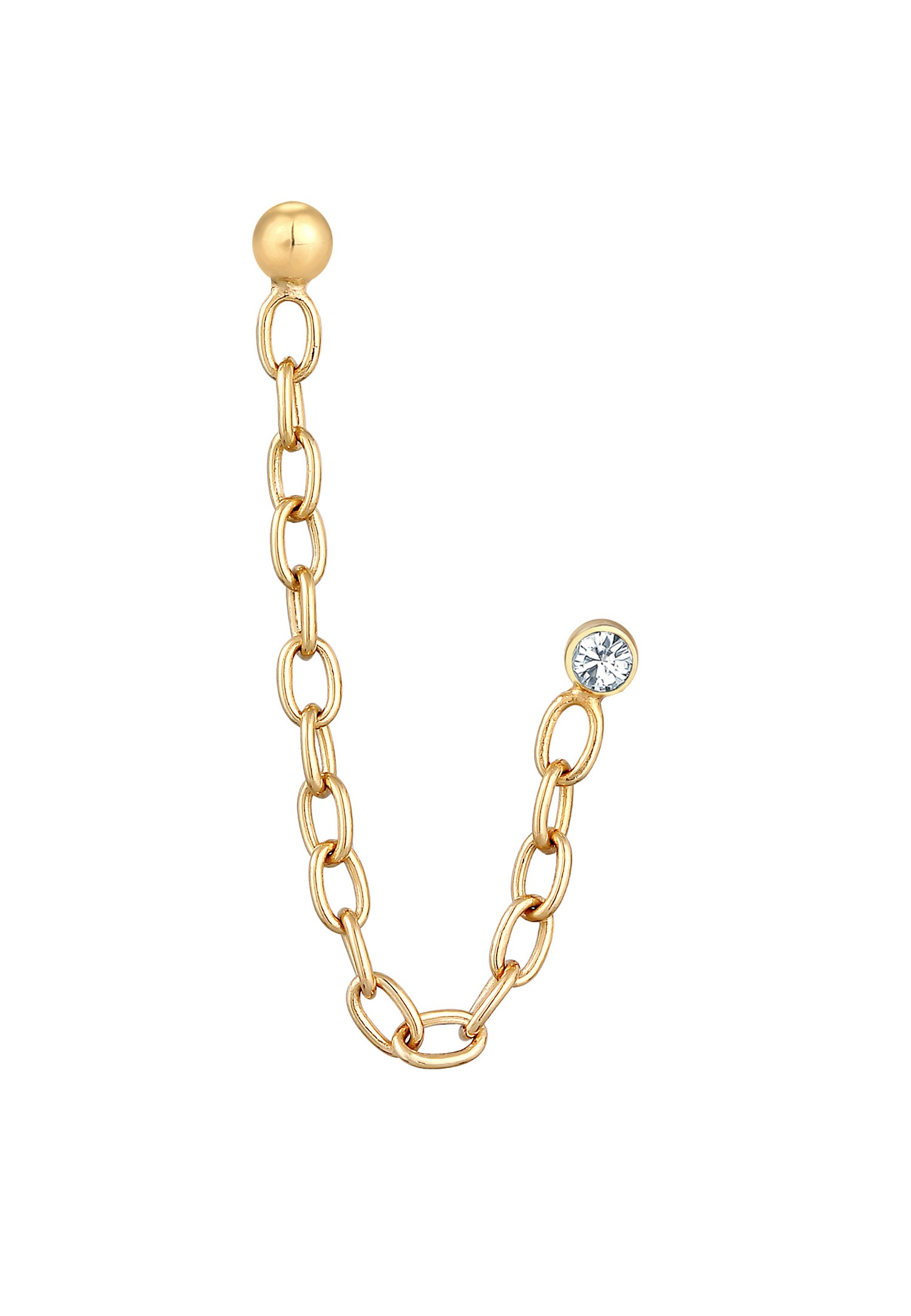 Elli Femmes clous d'oreilles chaîne avec cristal en argent sterling 925