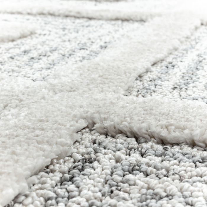 Carpetsale24 Tapis Scandinave 80x150 cm crème Poils Longs, Design Bohème 3D, Confort Doux et Moelleux