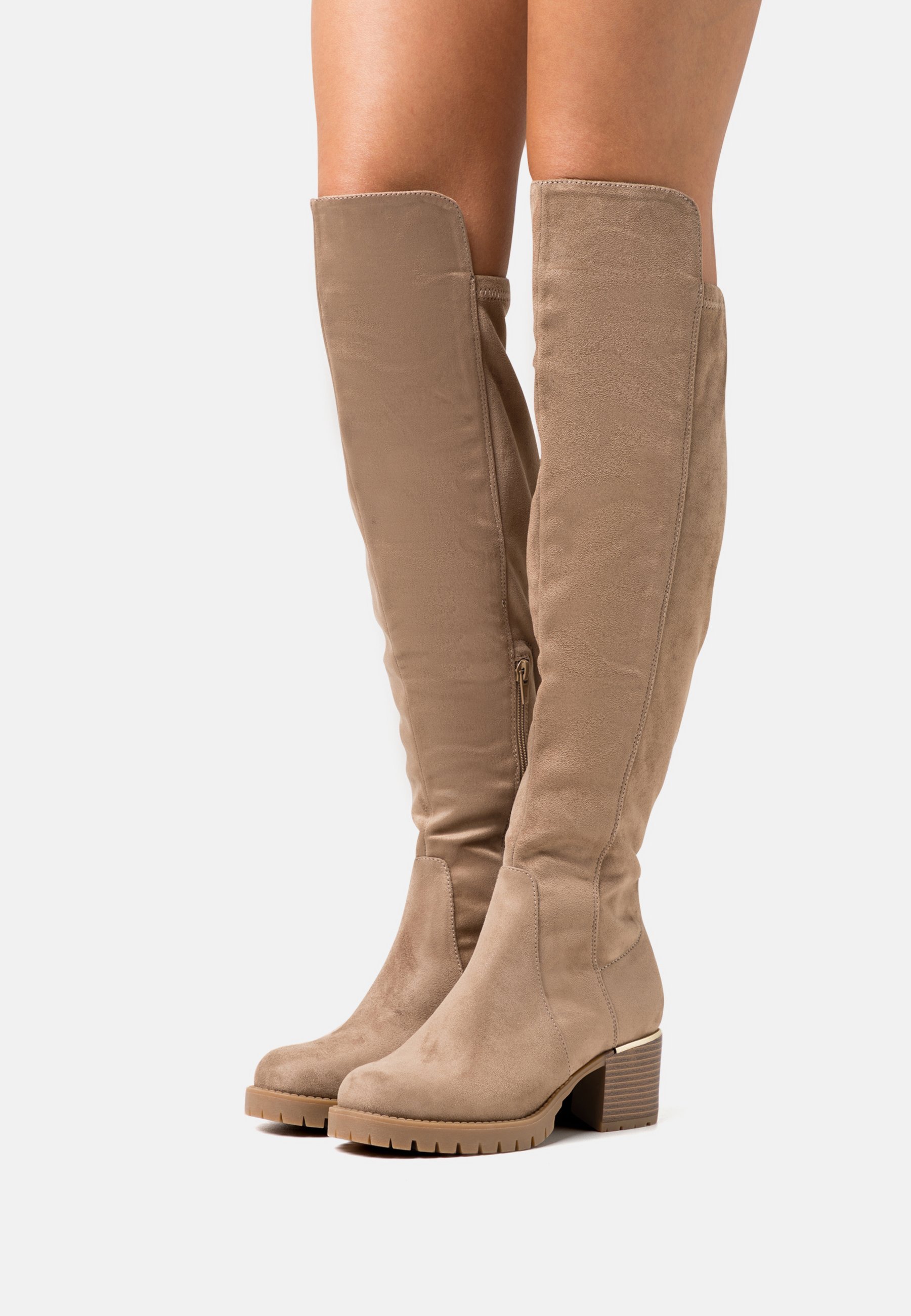 Anna Field overknee laarzen met wijde pasvorm - beige