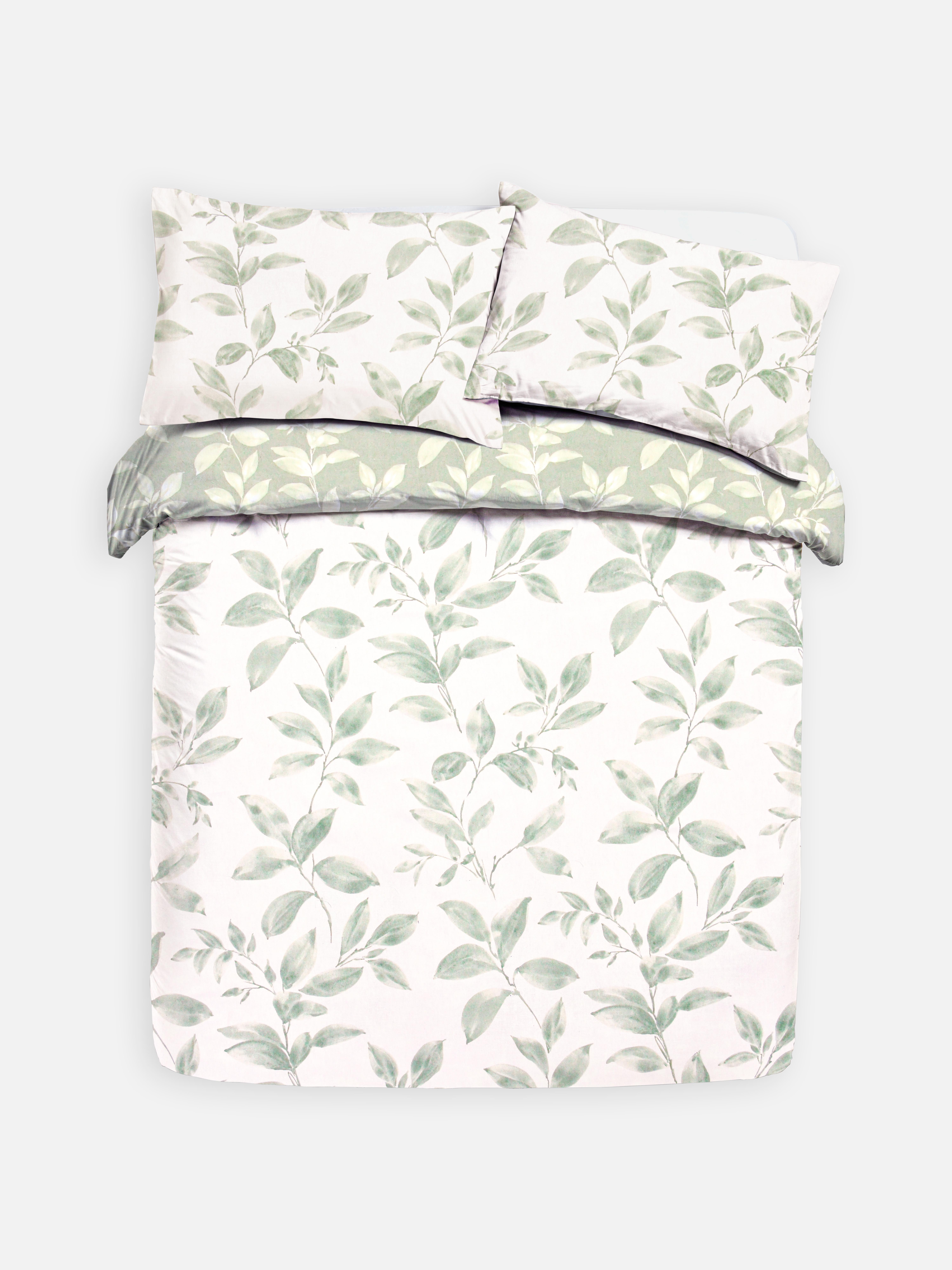 Set de husă de pilotă reversibilă king-size cu motiv de frunze. O husă de pilotă florală cu design reversibil.