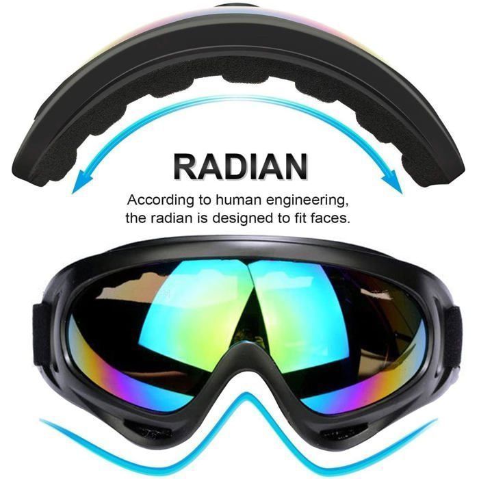 Ski Goggles - 1 Piece - TPU - Anti-Fog and UV - For Motorcycle and Snowboard Helmets - Unisex