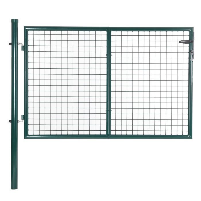 Puerta de jardín SONGMICS, puerta de valla, puerta de jardín, con cerradura y 3 llaves, 90 x 310 cm, verde GGD300G