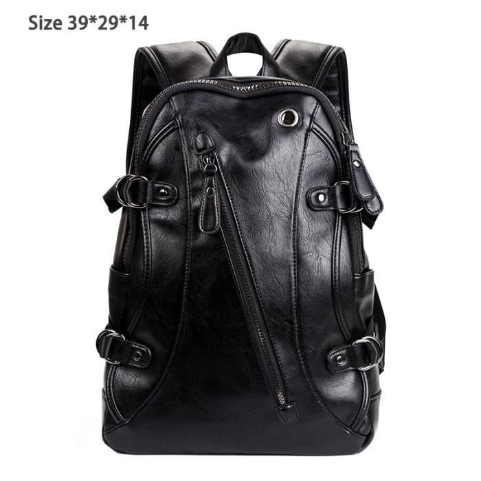 Mochila de cuero - Equipaje y artículos de cuero - Estilo preppy - Impermeable - Informal - Negra