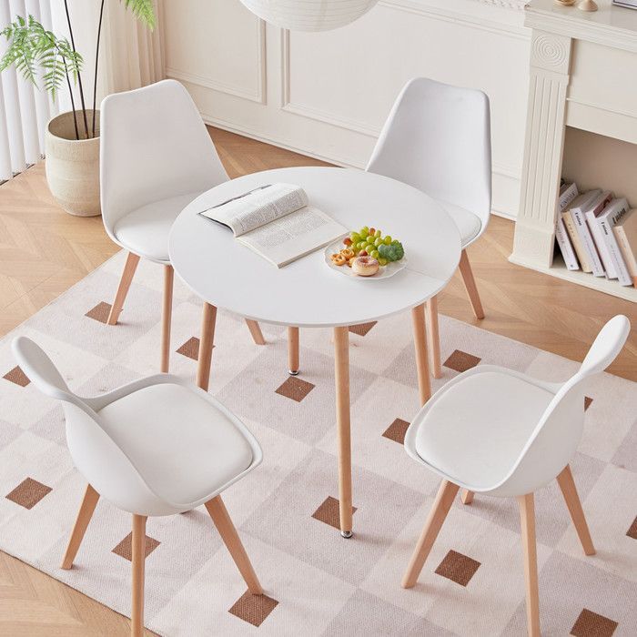 Mesa y sillas de comedor, sillas de estilo escandinavo (4 sillas) y 1 mesa - capacidad para 4 personas.