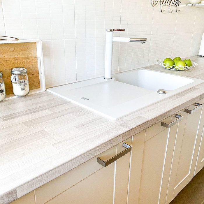 Smooth sink, reversible, 1 bowl, 1 drainer, white resin, Essebagno