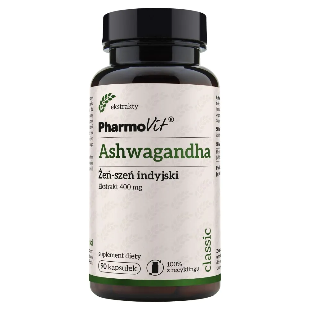 PharmoVit Classic Ashwagandha Żeń-Szeń indyjski Ekstrakt 400 mg Kapsułki