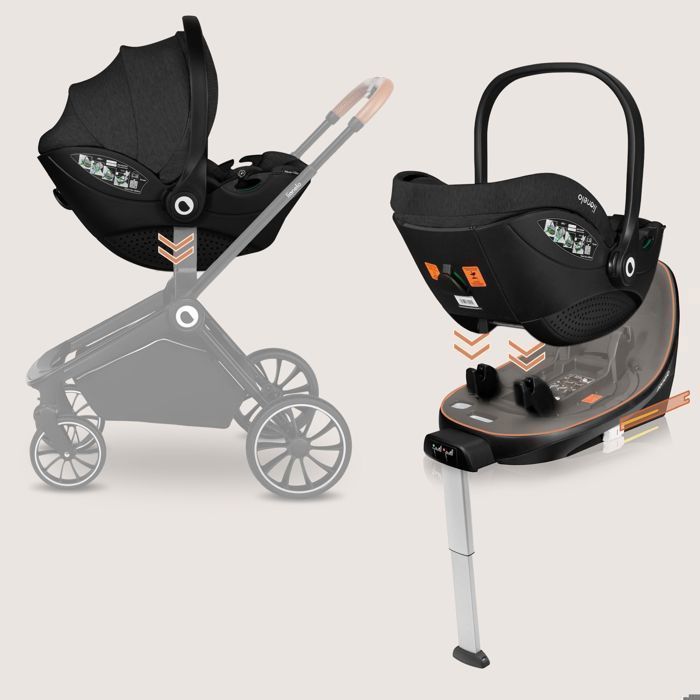 Silla de coche para bebé LIONELO Moxie i-Size - Portabebés de 40-87 cm - Tejido de bambú natural - Ligera - 0-13 kg - Grupo 0+ - Negra