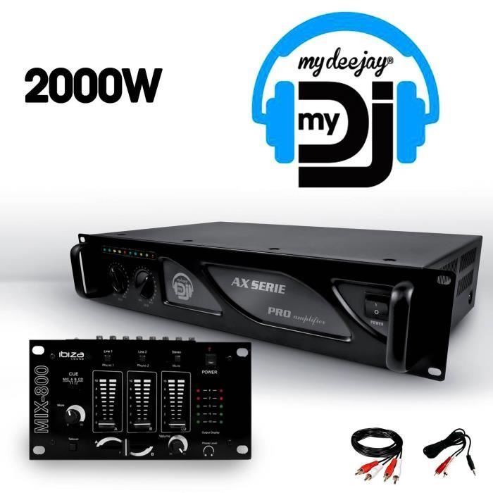 MY DEEJAY AX-2000 MyDj 2 x 1000W PA amplifier + SONO MIX800 Ibiza DJ mixer