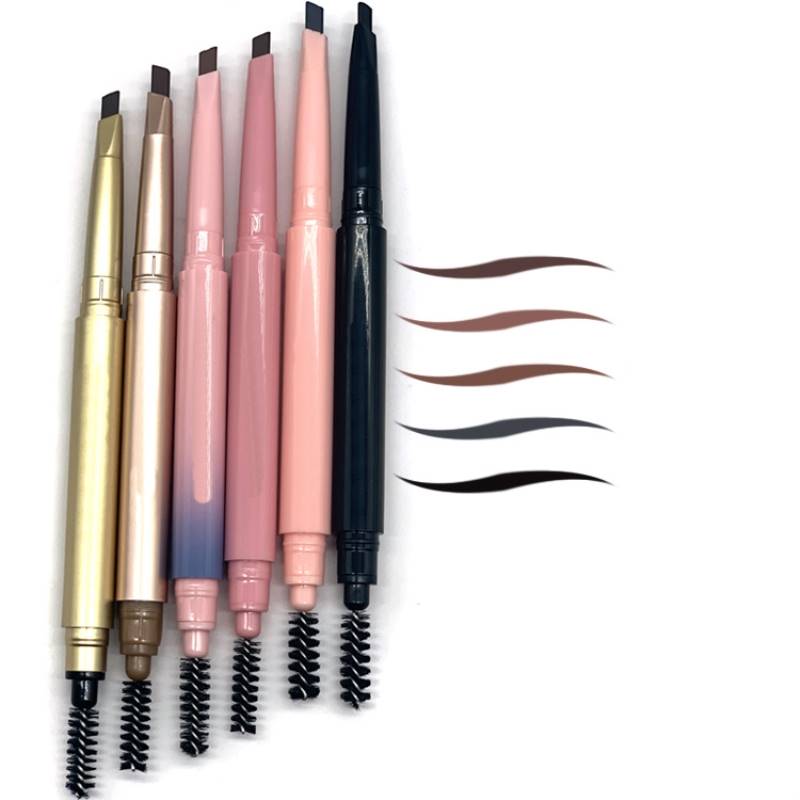 100pc Custom Logo Natural Makeup Double Head Super Fine Eyebrow Pencil Waterproof Lasting Eyes Black Brown Make Rotatable Up Pen