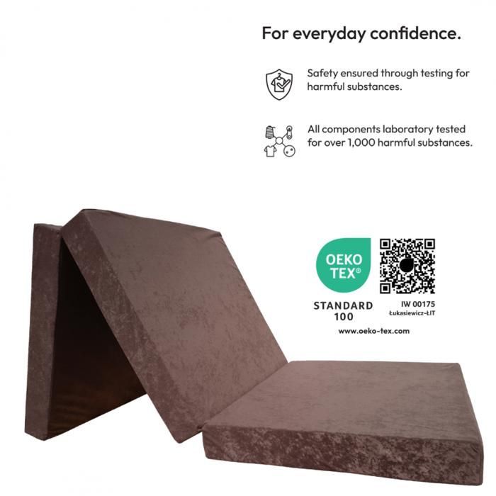 Matelas 195x65x8 cm lit futon pliable pliant - NATALIA SPZOO - 65x195 cm epaisseur 8 cm - Marron foncé - Mousse - Ferme - 1 place