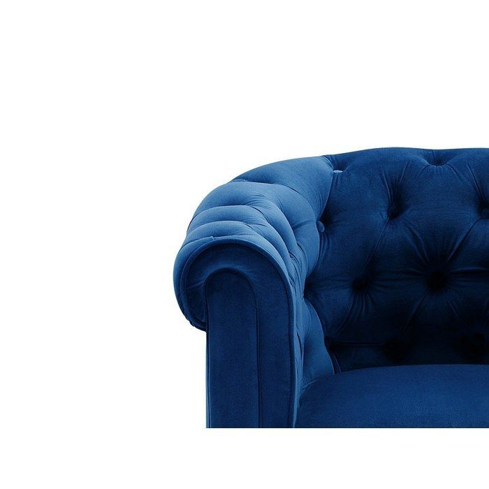 Canapé 3 places et fauteuil CHESTERFIELD - Velours bleu roi