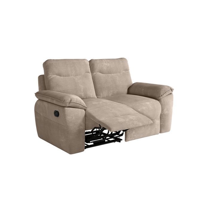 Canapé de relaxation manuel ROSS 2 places en velours côtelé - Taupe - L160 x P100 x H102cm - LOUNGITUDE