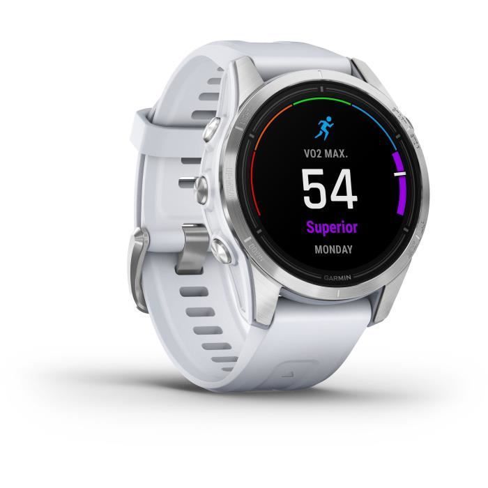 GARMIN - Epix Pro (Gen2) - Reloj inteligente de alto rendimiento - 42 mm - Acero, plateado con correa blanca