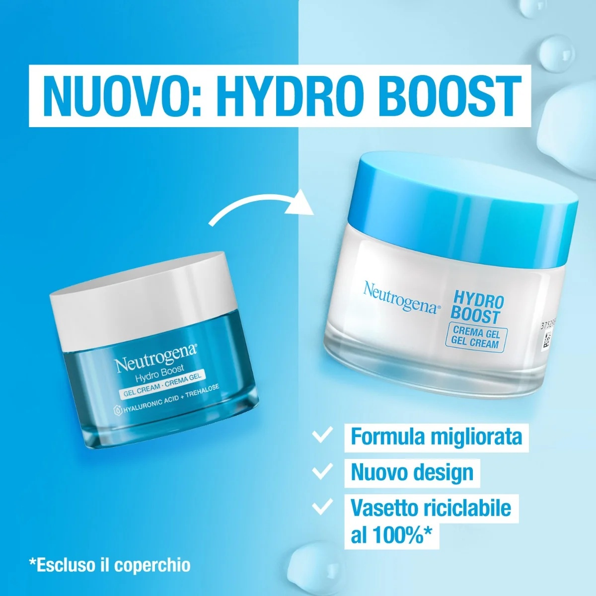 NEUTROGENA Hydro Boost crema facial en gel hidratante 50 ml para piel seca y sensible.