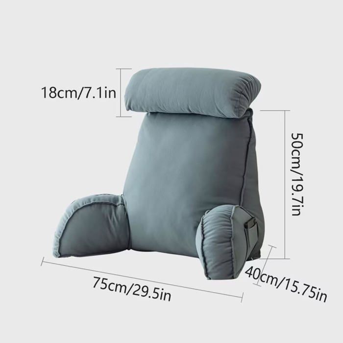 Coussin de lecture avec accoudoirs, idéal pour lire, se détendre et regarder la télévision, 75 × 40 × 50 cm (avec appui-tête)