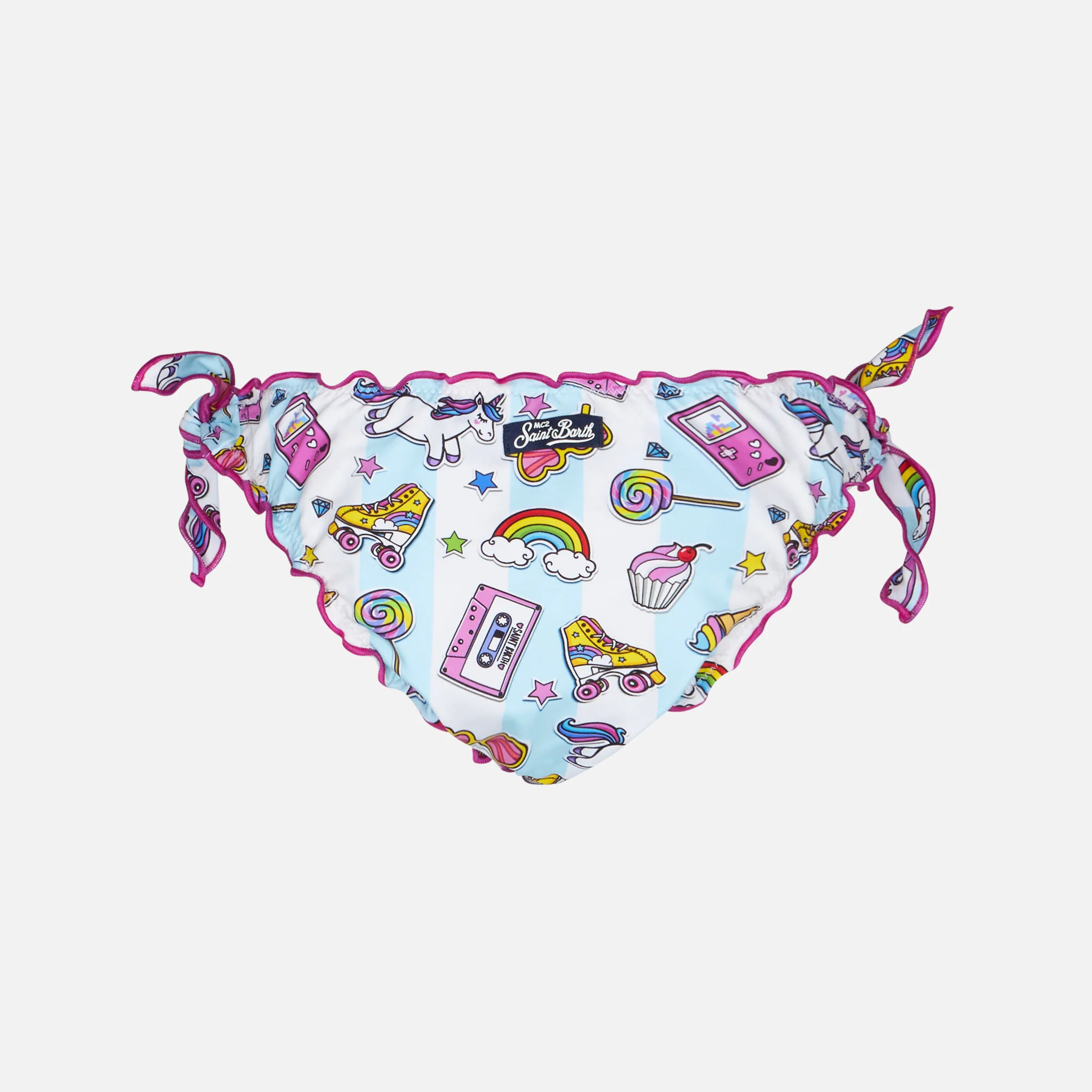Slip da bagno da bambina con stampa disegni pop
