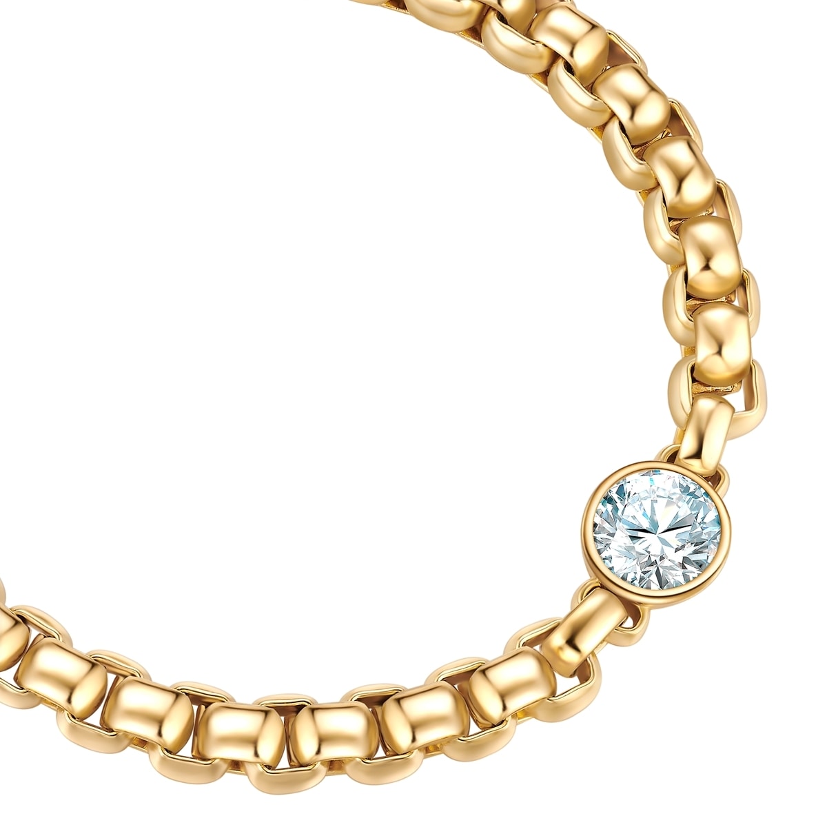 Bracciale Yokoamii in ottone placcato oro con zirconi cubici – lunghezza base 18,0 cm + estensione 3,0 cm