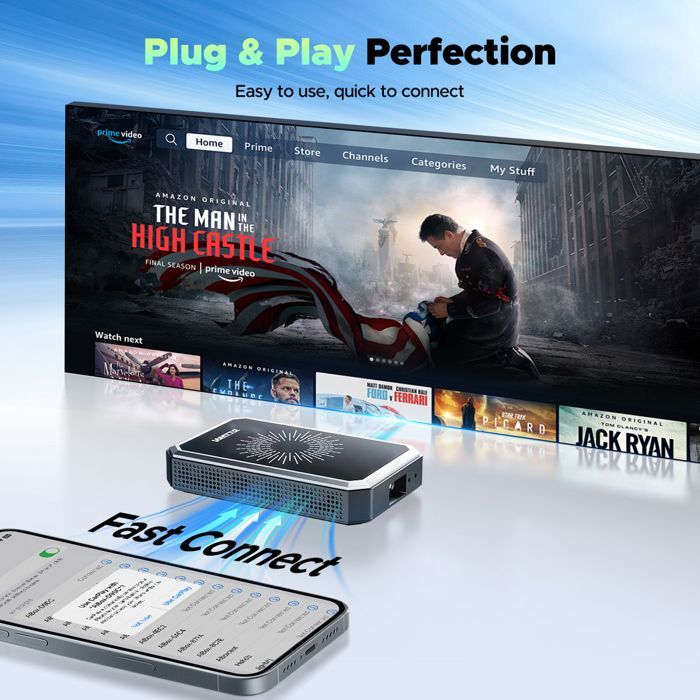 Adaptador inalámbrico para autorradio CAMPARK CarPlay AI-BOX con Netflix, YouTube, múltiples aplicaciones, Mirror Link, salida HDMI, 4G+32G.