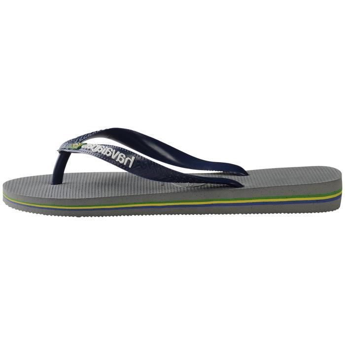 Infradito Havaianas Brasil Logo da donna - Punta aperta - Leggere e resistenti - Grigio acciaio/Blu navy