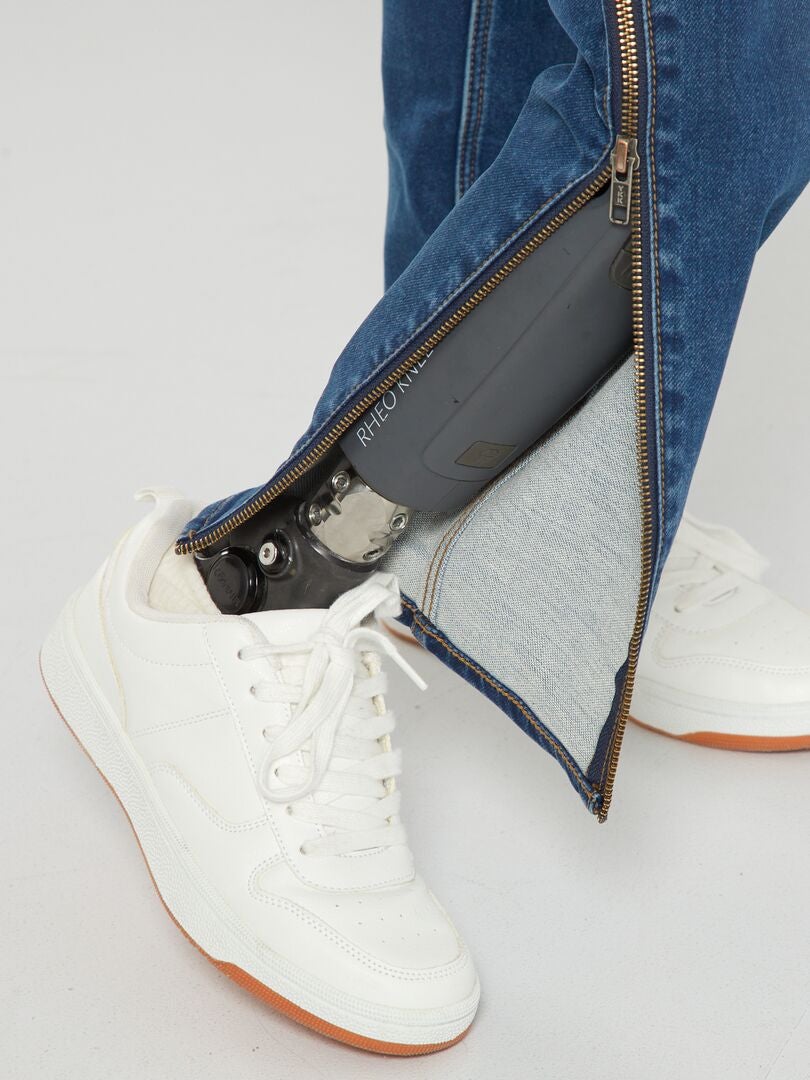 Jeans met hoge taille en rechte pijpen - makkelijk aan te trekken - BLAUW