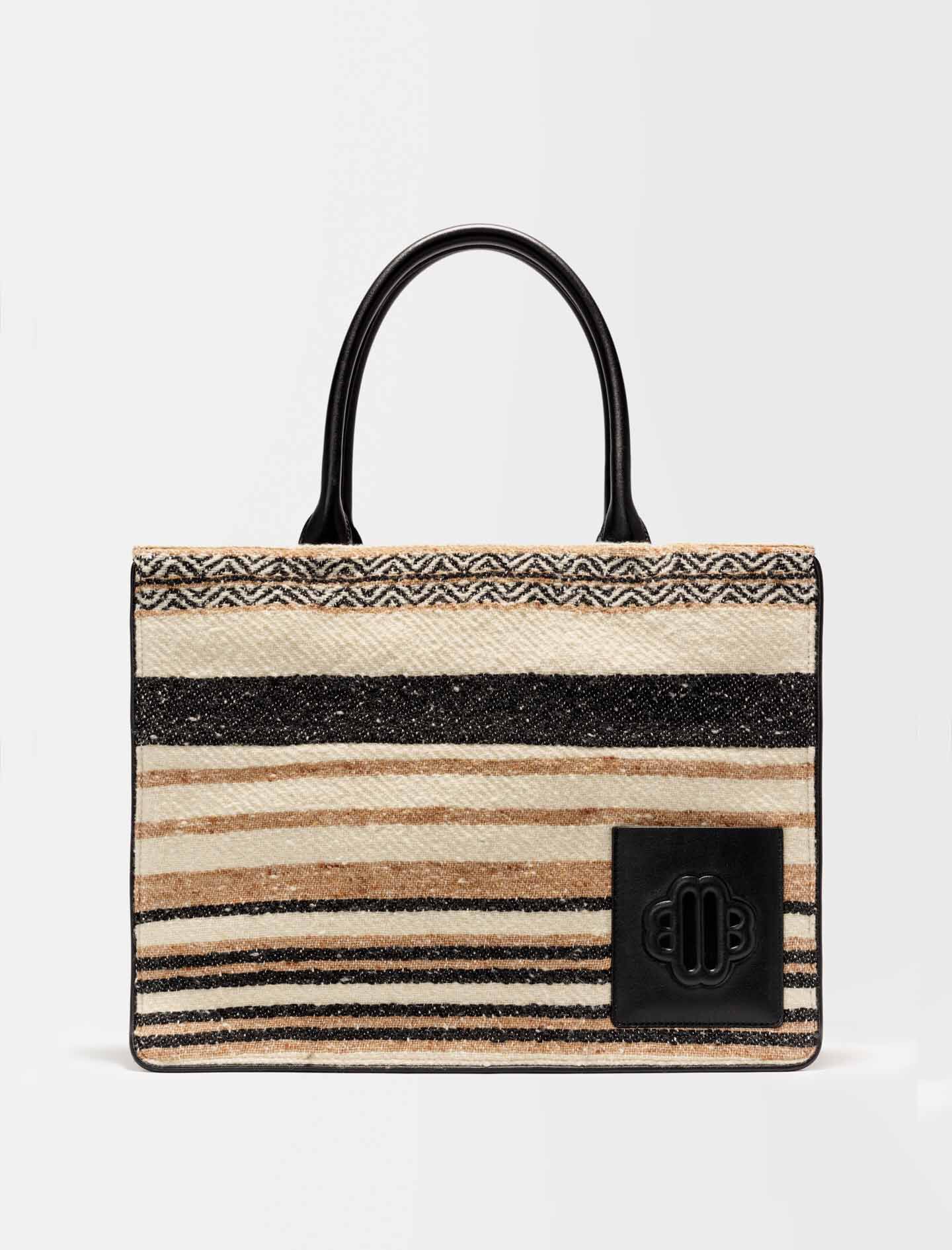 Gestreepte shopper - Zwart