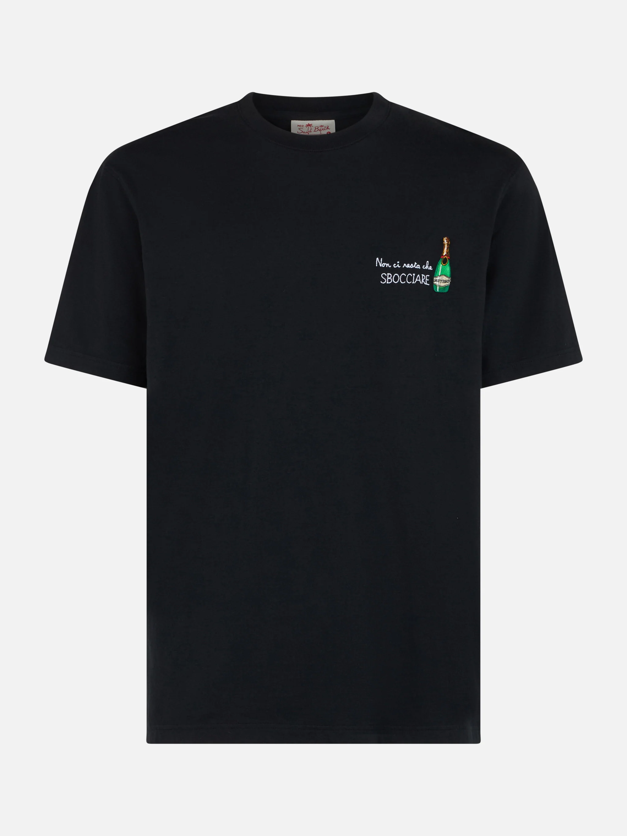 Klassiek model heren T-shirt van Portofino katoenjersey met geborduurd N-logo.