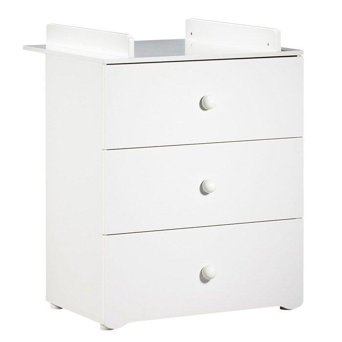 Fasciatoio - Babyprice - Base - 3 cassetti - Pomelli a sfera in legno bianco
