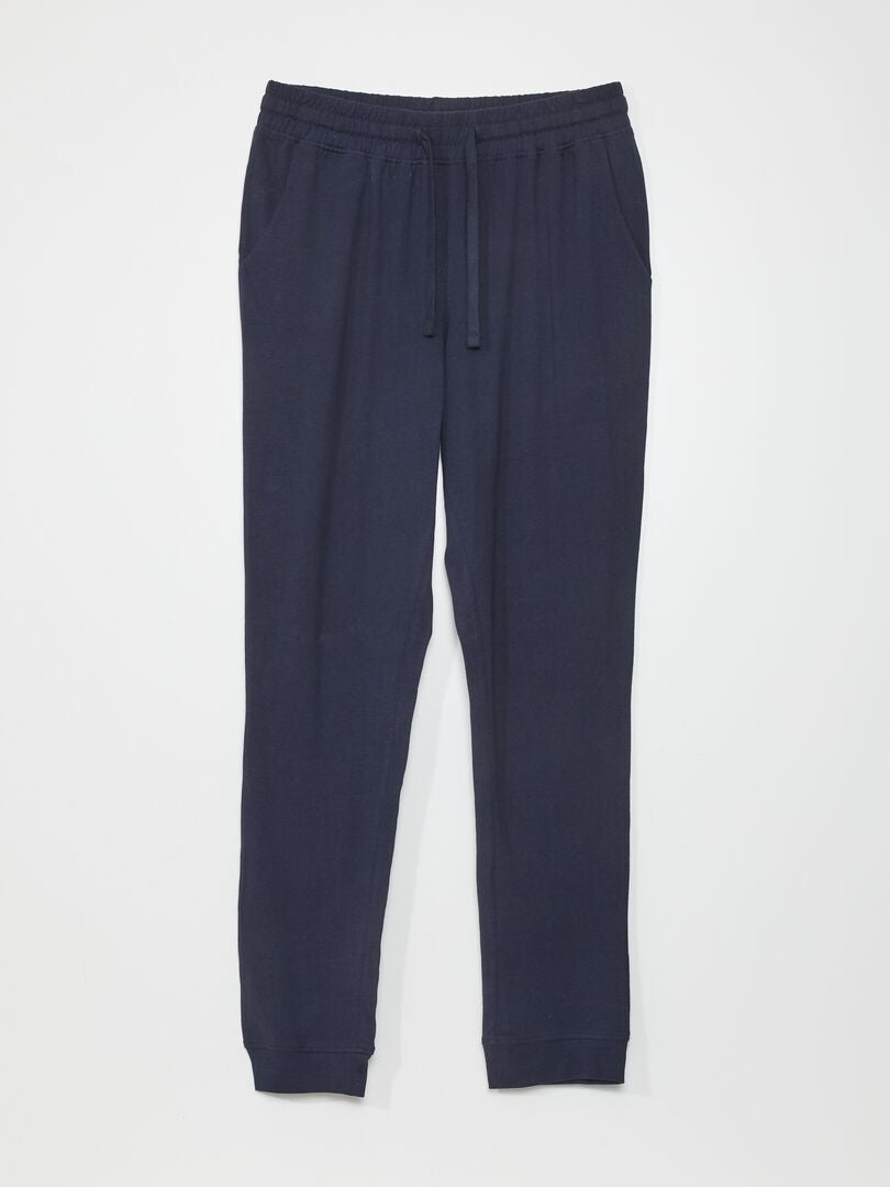 Pijama longo de malha - 2 peças - azul marinho