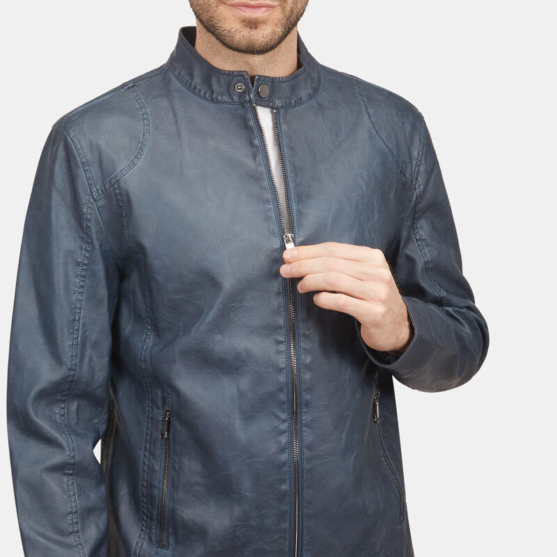 Giacca biker da uomo effetto pelle