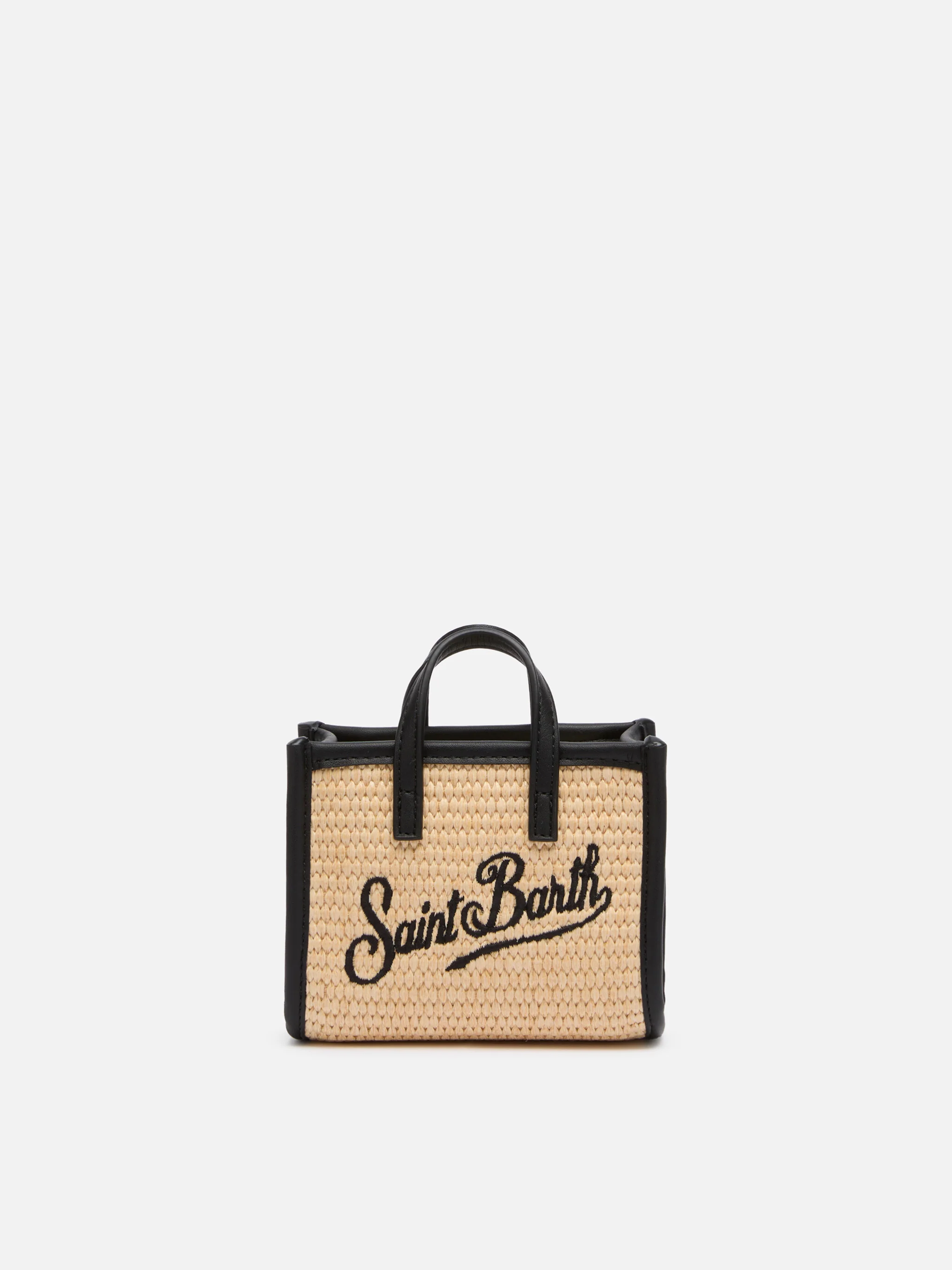 Vivian Micro beige tas met stro-effect