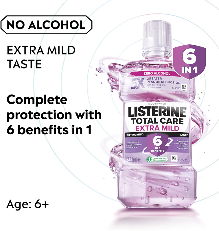 Enxaguante bucal Listerine Total Care Extra Suave