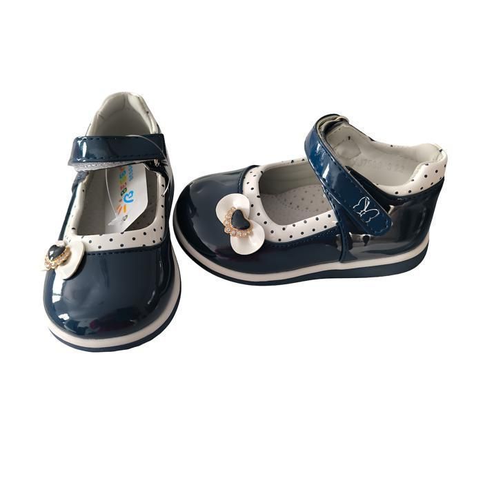 Scarpe - Bambina - Mary Jane - Scarpe a T - Pelle - Vernice - Blu - Blu navy - Motivo a cuori - Taglie dalla 21 alla 25