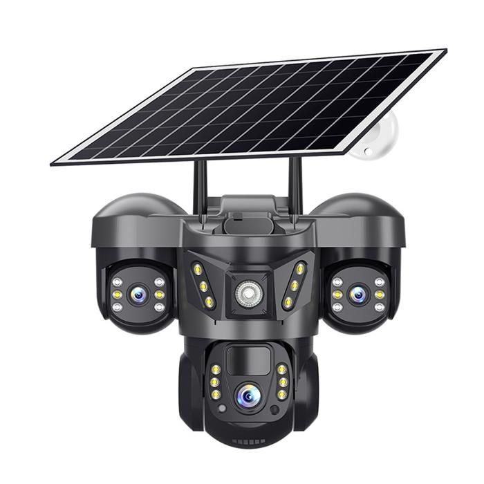 Cámara de vigilancia inalámbrica - ANTCOOL - 3 lentes - Visión nocturna - Alimentación solar - 1080P