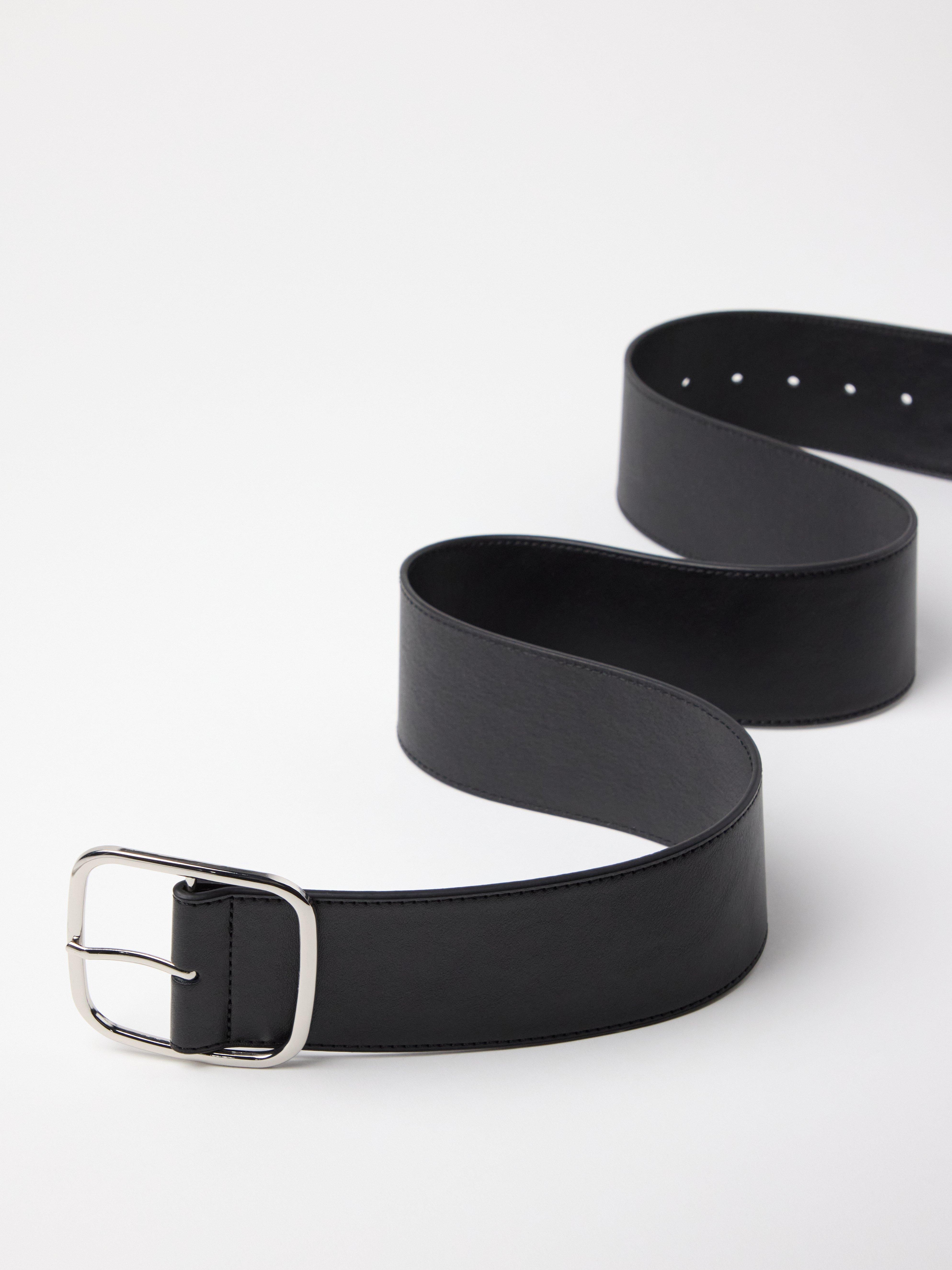 Ceinture large en simili cuir noir