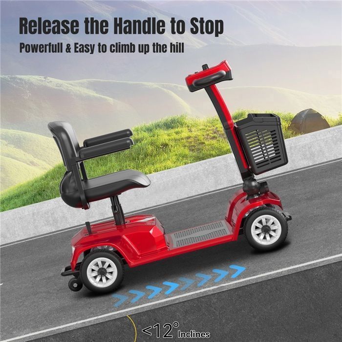 SEEDREAM LUCAS PRO X-02, Red, 300W Motor, 24V 12AH Battery, 6KM/H, Senior Scooter, Electric Quadricycle, 20KM Range