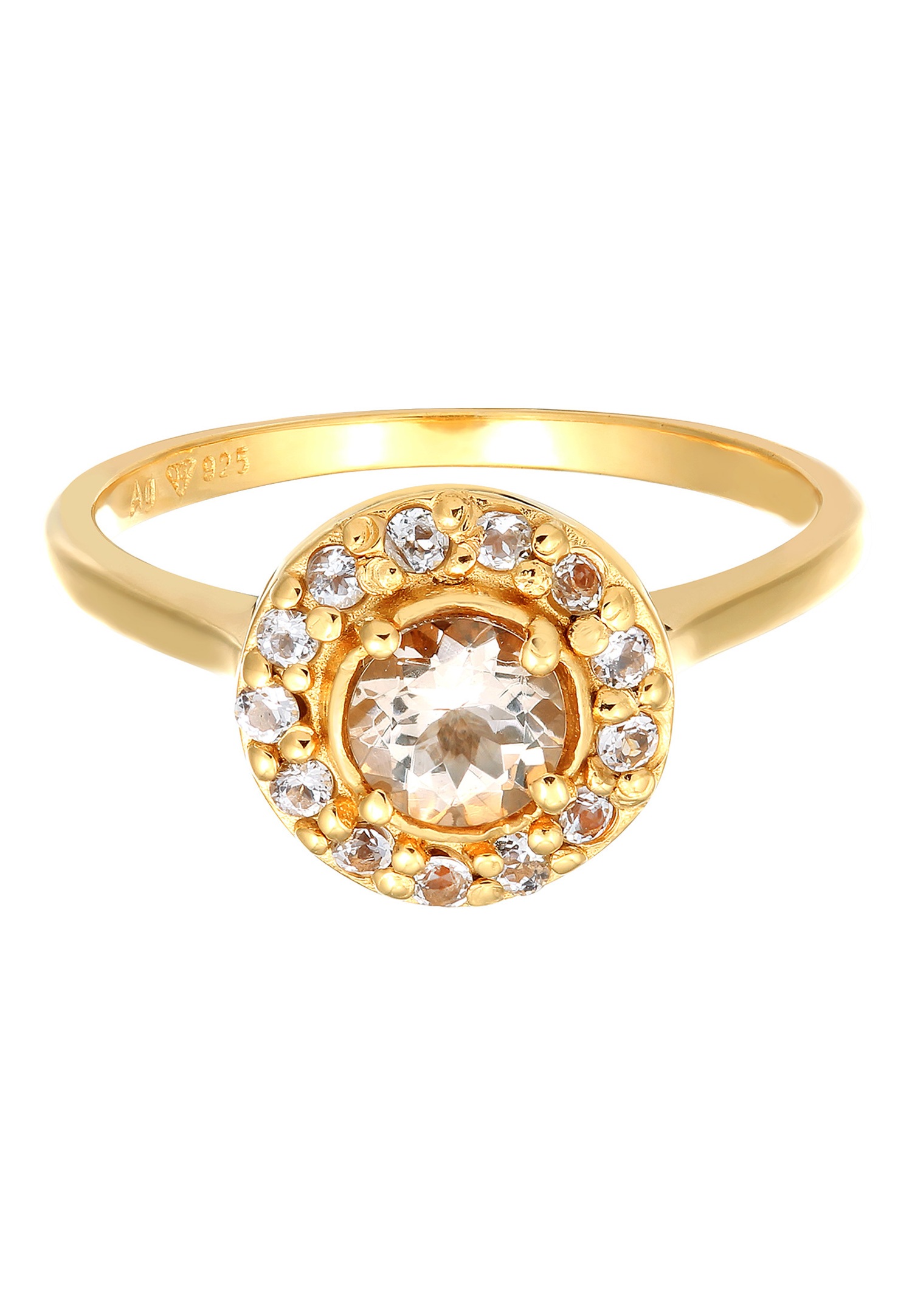 Elli PREMIUM Elli PREMIUM Bague de fiançailles Femmes Morganite Pêche Topaze Argent Sterling 925 Plaqué Or Mariage Or