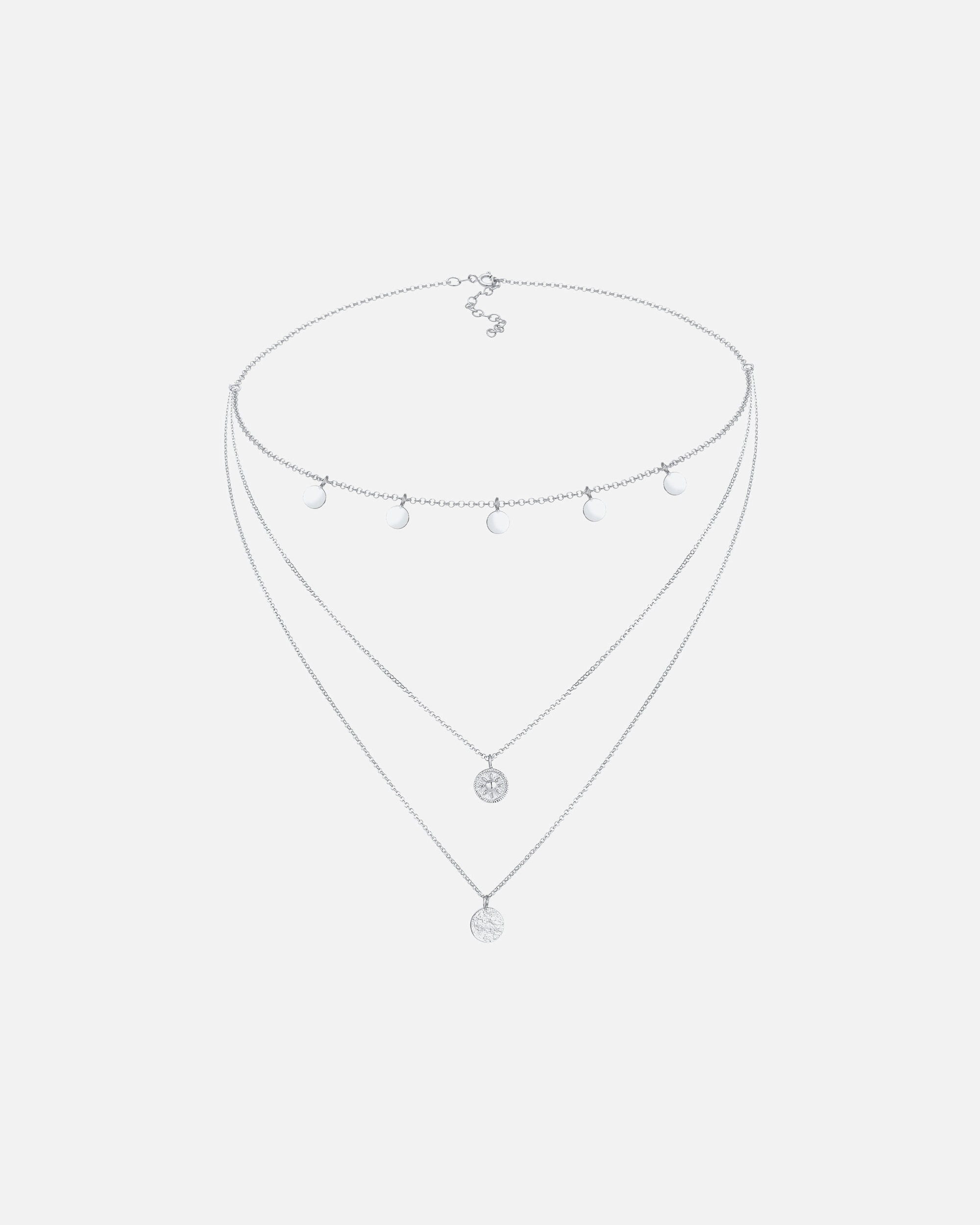 Elli Femmes Choker Couches Cercle Rond Monnaie Tendance Vintage en Argent Sterling 925