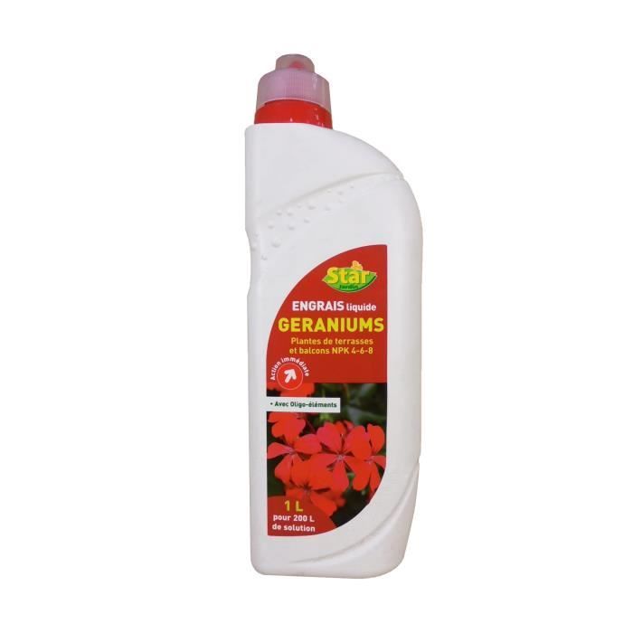 Engrais géraniums et plantes de terrasses et balcons - liquide - 1 L