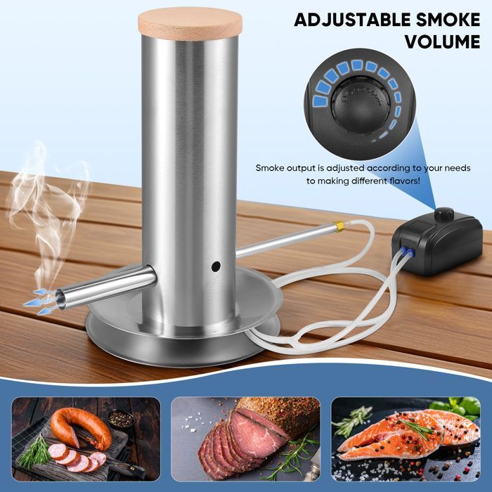 Generatore di fumo freddo in acciaio inox, generatore di affumicatura per carne e pesce con pompa e tubo