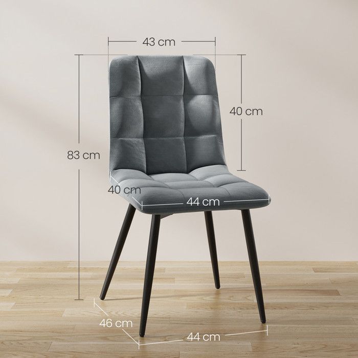 Set di 4 sedie da pranzo HavenlyHome, seduta imbottita in velluto, design ergonomico, gambe in metallo, per soggiorno e camera da letto, colore grigio.