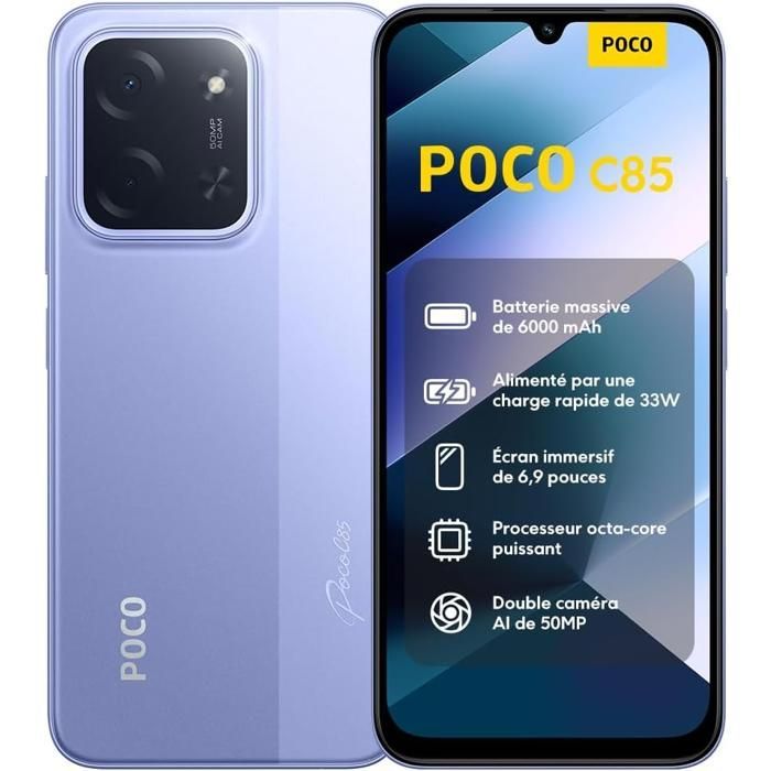 Smartphone - XIAOMI - POCO C85 - 6GB RAM - 128GB di memoria - Schermo da 6,9 pollici