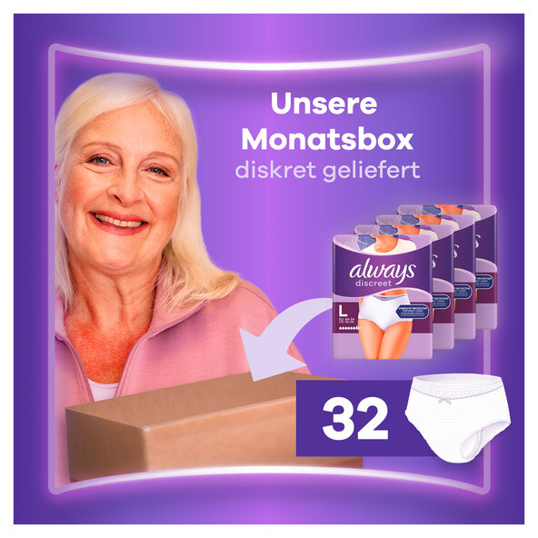 Kalhotky pro inkontinenci Plus, měsíční balení, velikost L (4 x 8 balení = 32 kusů)